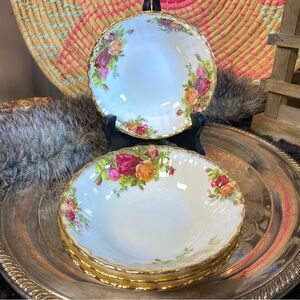 Set of 4 Royal Albert Old Country Roses Dessert Berry Fruit Bowls  5.25" MINT